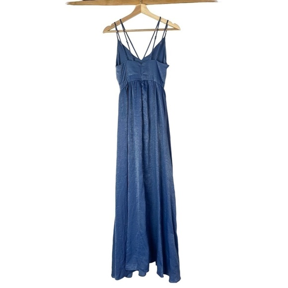 The Vanity Room Blue Cross Back Satin Slip Maxi Gown Dress XS - Picture 2 of 4